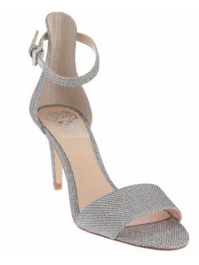 Vince Camuto Vero Cuoio Silver Shimmery Glittery Ankle-Strap Dress Heels - 7